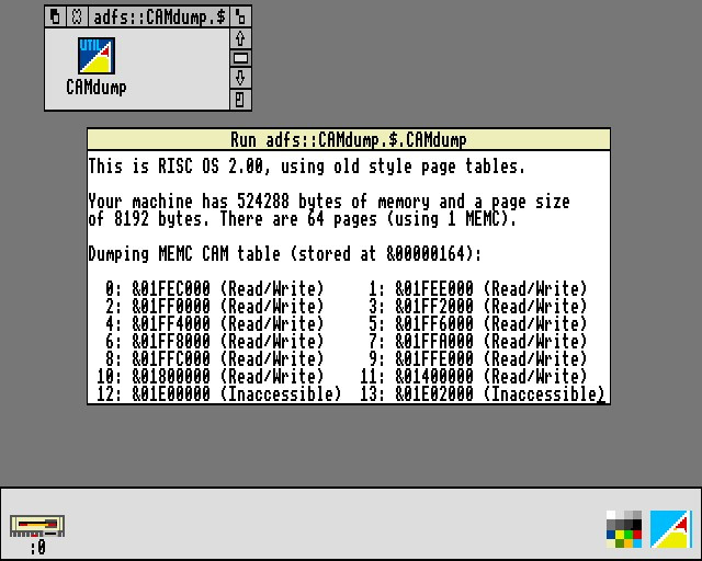 RISC OS 2.00 running a single tasking program in the desktop