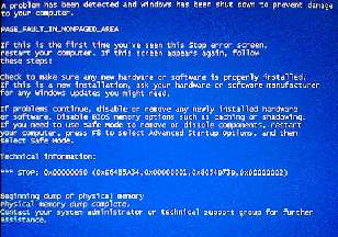 PAGE_FAULT_IN_NONPAGED_AREA blue screen of death on a cash machine!