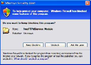 Windows XP's firewall prompt.