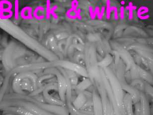 Effect mode example - noodles, black and white
