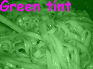 Effect mode example - noodles, green tint