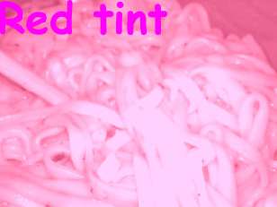 Effect mode example - noodles, red tint