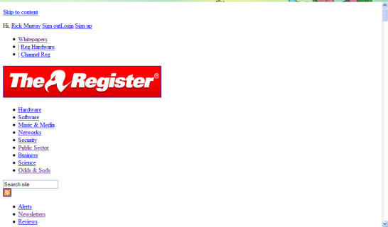 TheRegister, exactly as above, without the styling - icky!