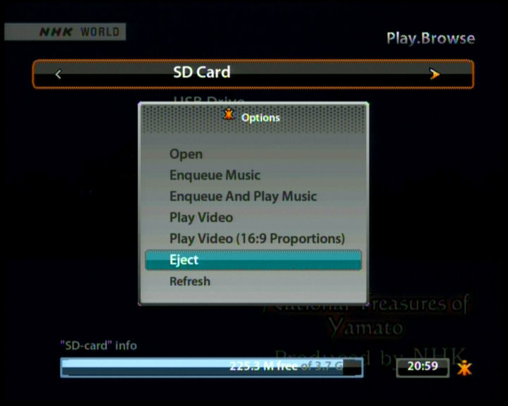 Neuros OSD screenshot - ejecting media
