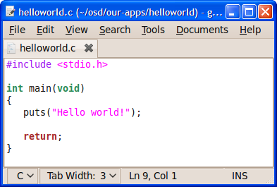 Simple Hello World in C