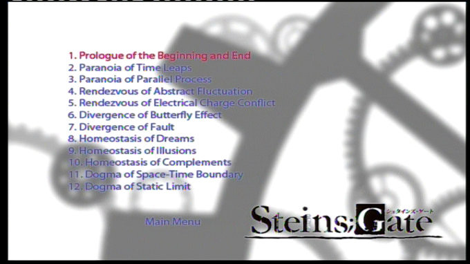 Steins;Gate DVD - episode menu