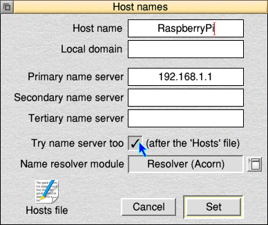 Setting the name server