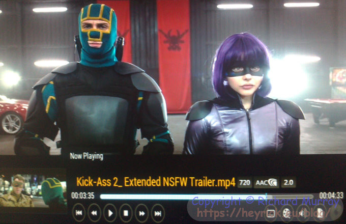 Promotional video for 'Kick Ass 2', 720p, played effortlessly and fluidly in RaspBMC
