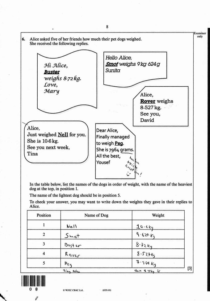 Examination paper, maths foundation, page 8