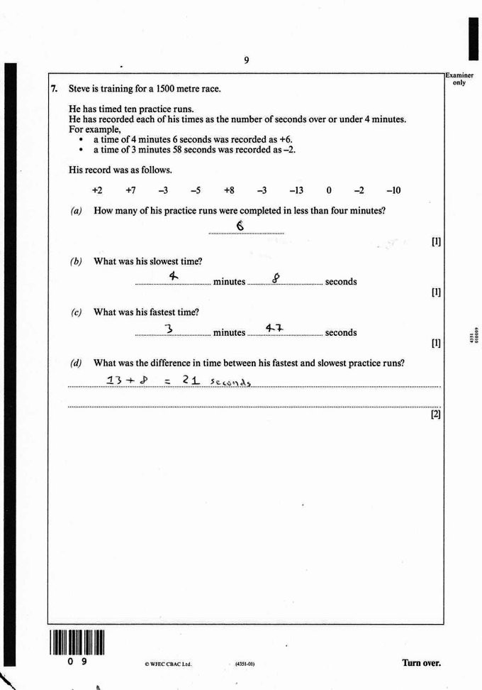 Examination paper, maths foundation, page 9