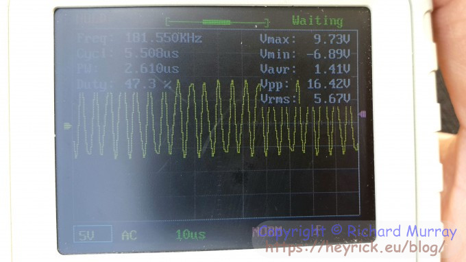 Initial pulse waveform, 10us