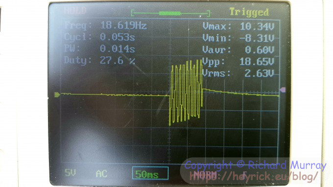 Initial pulse waveform, 50ms