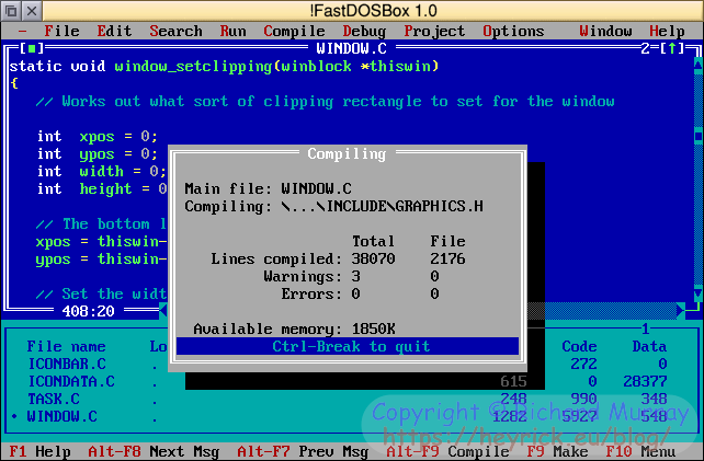 Building Rarthur on TurboC++