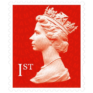 Royal Mail first class stamp with Queen's head