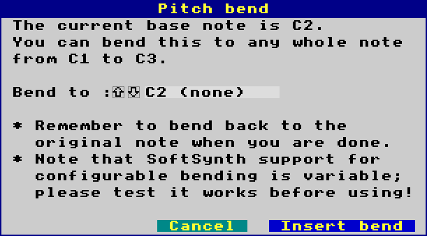 Pitch Bend dialogue